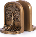 Tree of Life Bookends Set – 6.1" Resin Decorative Bookends, Antique Bronze Finish, Non-Skid Heavy Duty Support for Books, Bookshelf Decor, Office, Library, Housewarming Gift