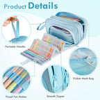 SANANT Large Capacity Pencil Case with Pull-out Structure - Multifunctional Extra Big Pencil Pouch Pen bag, Portable Stationery Organizer with Zipper, Office School Supplies for Teen Boys Girls, Blue