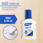 BAZIC Products Correction Fluid (0.7oz/20 ml), Foam Brush Applicator, Corrections Pen, Squeeze White Out Wipe Out Liquid, 12-Pack