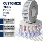 McAuley Labels Custom Asset Tags for Equipment – Numbered, Permanent, Adhesive, Metalized Silver Polyester - ID Label - 1.5x0.75 Inches