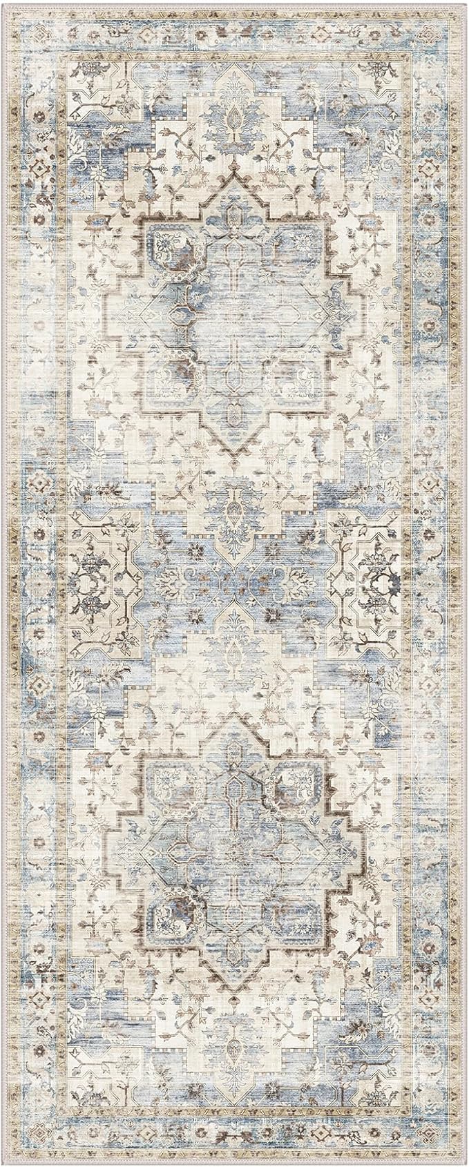 GENIMO 2x5 Runner Rugs for Hallway, Machine Washable Non Slip Vintage Rugs, Low Pile Lightweight Soft Print Rug for enrtyway, Corridor, Home, Office, Kitchen, Mint Sage