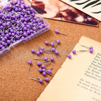 WILLBOND 500 Pack Map Push Pins Map Tacks Small Round Head Push Pins Thumb Tacks for Travel Picture Photo Bulletin Board Wall DIY Craft School Office Home(Purple,1/6 Inch)