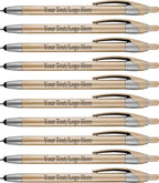 Personalized With your Custom Logo or Text Pens-Pack of 450- for Marketing, Parties, and Events, 2 in 1 Capacitive Stylus & Ballpoint Pen Compatible With Touchscreen Devices, Black Ink, Gold Pens