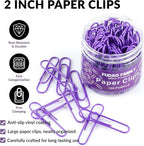 Jumbo Paper Clips, 2 Inch Large Paper Clip, 100 pcs Paperclips (Jumbo, Purple)