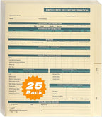 HR Folders for Employee Files – 25-Pack Heavy-Duty Manila Folders with Preprinted Personnel Forms and Labels, 9.5 x 11.5 Letter Size, 2 Internal Pockets, Secure Document Storage