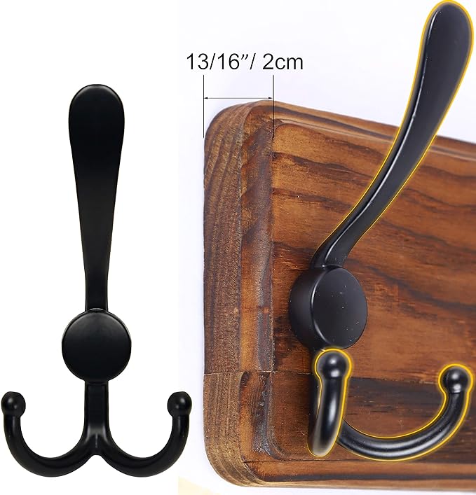 SKOLOO Rustic Large Wall Mounted Coat Rack-38.6'' Long Coat Rack for Wall, Pine Solid Wood Coat Rack Hook, Farmhouse Coat Hanger Wall Mount for Hanging Jacket Coat Hat, Pack of 2