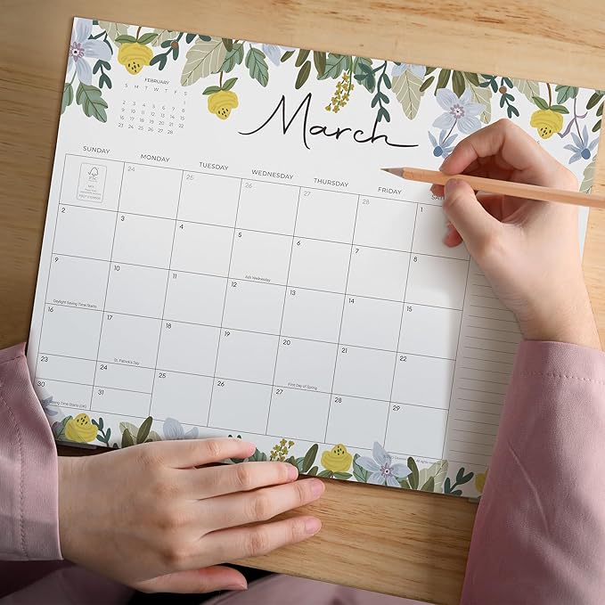 Desk Calendar 2026, Dexmon Desk Pad Calendar 15 x 12 Inch 18 Months Runs From January 2026 to June 2027, Floral Design Calendar 2026 for Home School and Office
