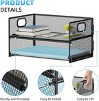 Marbrasse 2 Tier Paper Organizer Letter Tray, Mesh File Organizer with Handle, Paper Sorter Desk Organizer for Home Office Supplies - 2P