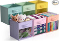 Sorbus 11 Inch Storage Bins with Clear Window - 6 Foldable Baskets for Organizing Clothes, Toys, Books - Sturdy Collapsible Fabric Storage Cubes with Handle - Storage Baskets for Shelves, Closets
