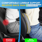 Lofty Aim Lumbar Support Pillow for Car, Memory Foam Lumbar Pillow for Lower Back Pain Relief - Back Cushion for Driving, Chair Support for Car-Office Chair, Wheelchair - Dark Grey