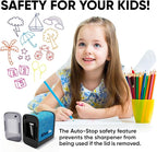 POWERME Battery-Operated Electric Pencil Sharpener for Kids, School, Home, Office - for No. 2 Pencils and Colored Pencils