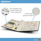 LIGHTHOUSE – “BASIC” Hard Cover Stockbook for Stamps - 64 White Cardstock 9”x12” (A4) Pages with Glassine Strips and Double Linen Hinges - Green