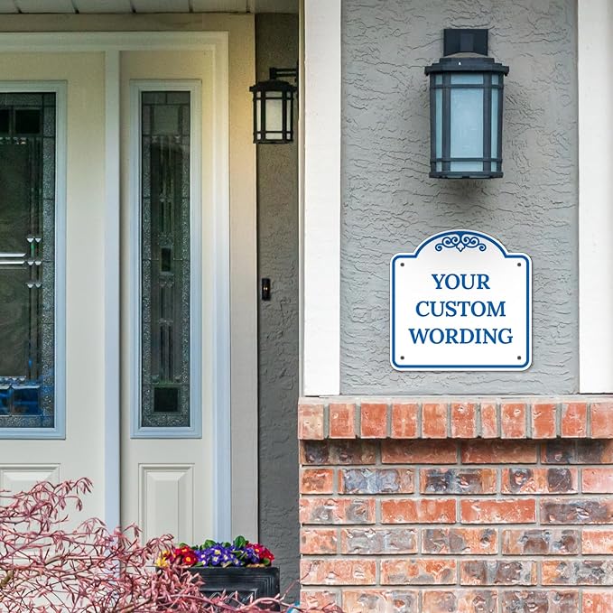 Custom Decorative Sign, Personalized Metal Sign for Business, Driveway, Home, Airbnb, Office Door Plaque, White Background, 8x8 Inches, ACM, Fade Resistant, Made in USA