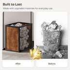 YATINEY Office Trash Can 2 Pack, 4 Gallon Garbage Can, Metal Wastebasket with Wood-Look Panels, Industrial Style Trash Can for Office, Study, Rustic Brown and Black WB03L2BR