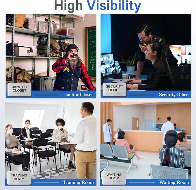 TRAINING ROOM Signs with Raised Text & Grade 2 Braille, Brushed Aluminum/Silver Finish Easy Install with Double-Sided Tape, ADA Compliant Custodian Door Sign for Businesses & Offices