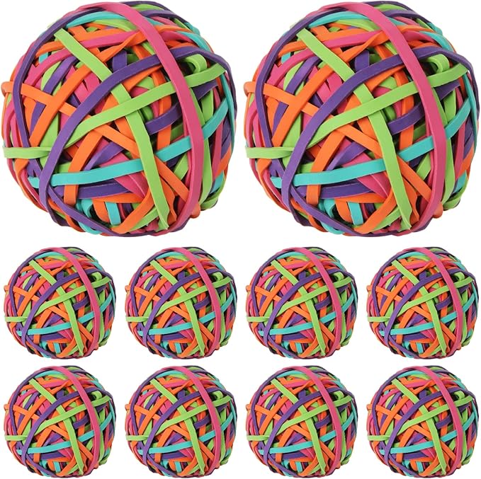 CYEAH 10PCS Colorful Rubber Band Ball, Assorted Color Rubber Bands Stretchable Rubber Band Balls, Stationery Holder Band Loops for Arts Crafts Document Office Supplies Organizing
