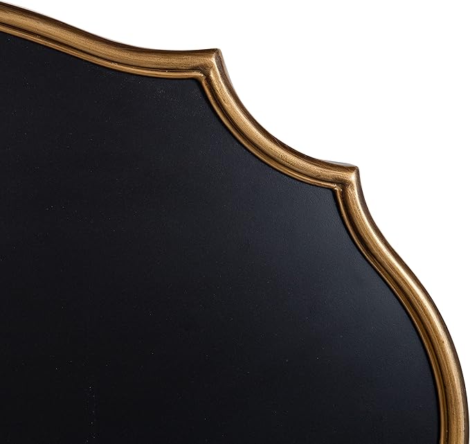 Kate and Laurel Leanna Decorative Scalloped Metal Chalkboard; 24 x 36; Gold; Framed Rounded Oval Vintage Chalkboard for Unique Display; Organization; and Decor