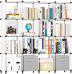 HOMIDEC Closet Organizers and Storage, 16 Cube Storage Organizer, Closet Organizer Bookshelf Cubes Shelves for Clothes, Bedroom, Kids Room, Bathroom, Wardrobe, Garment Racks, Transparent