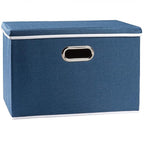 PRANDOM Large Collapsible Storage Bin with Lid [1-Pack] Fabric Foldable Storage Box Organizer Container Basket Cube with Cover for Home Bedroom Closet Office Nursery Royal Blue(17.7x11.8x11.8)