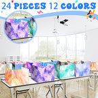 SATINIOR 24 Pcs Desk Dividers for Students, 12 Colors Testing Dividers Privacy Folders for Classroom Must Have Bulk, Study Panel for School Teacher Student Study Supplies(Vibrant Style)