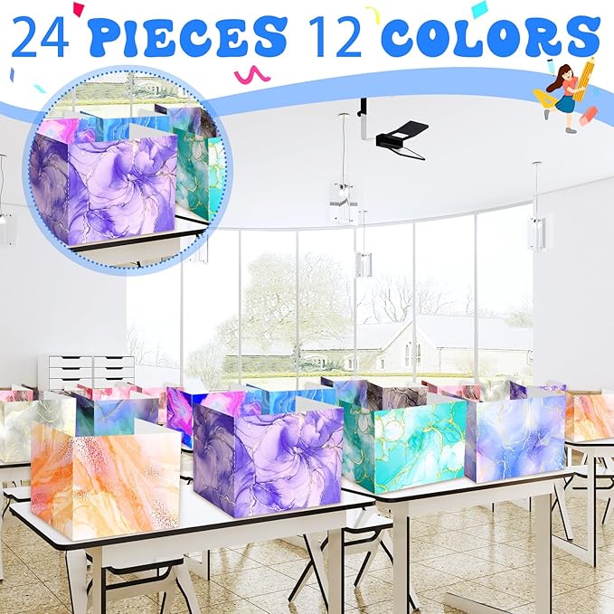 SATINIOR 24 Pcs Desk Dividers for Students, 12 Colors Testing Dividers Privacy Folders for Classroom Must Have Bulk, Study Panel for School Teacher Student Study Supplies(Vibrant Style)