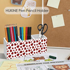 HUKINE Red Ladybug Pen Holder for Desk Decoration, Ladybug Gifts for Women Wooden Box Sign Pencil Holder Organizer for Home Office Desk Accessories, Lady Bug Gifts