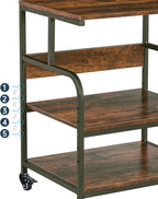 Fannova Large Printer Stand with Adjustable Storage Shelf, 3 Tier Printer Cart with Wheels for Home Office Organization, Rolling Table Stand for Heat Press Mini Fridge, Industrial Style