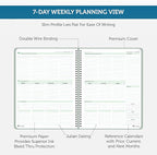 Planner Pad Spiral Bound January-December 2026/ Calendar Year 8 1/2" x 11" Large 3-Tier Funnel Down 12 Month Organizer, Greenish Grey Cover/Soft Green Ink