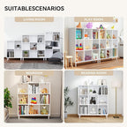 Chyanmoo Wood Cube Storage Organizer White Bookshelf - 3-Tier Freestanding Storage Cabinet with Legs for Home Office, 9-Cubes Open Shelf