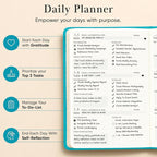 Mantra Planner 2026 Planner, Daily Journal & Gratitude Journal All-In-One with To Do List, Self Care Prompts & Habit Tracker - 7 x 10 - Teal