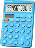 CATIGA 12 Digit Desktop Calculator Basic Desk Calculator with Large LCD Display, Big Buttons, 4 Function, Solar and Battery Dual Power, for Office, School, Home, SD-1292 Blue