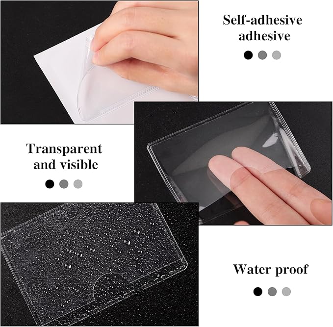 36 Pack 2" x 3" Index Card Holder Adhesive Plastic Label Holders Clear Tote Bag Labels Stickers for Organizing Storage Bins Library Card Shelves