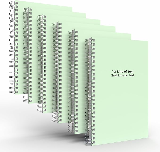 Custom Spiral Notebook Journals with a Pastel Green Colored Cover - 6 Pack of 5" x 8" – College Ruled, Hard Cover, 50 Sheets Per Book – For Journaling, Office, School Supplies, etc.