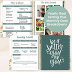 bloom daily planners 2026 Hardcover Calendar Year Goal & Vision Planner (January to December) - Monthly & Weekly Agenda Organizer - 7.5" x 9" - Beige Bouquet