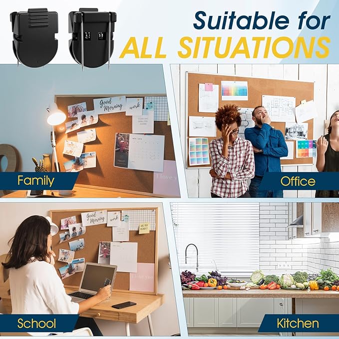 Quilax 16Pack Cubicle Clips for Fabric Walls, Cubicles Wall Clips, Bulletin Board Clip, Cubicle Accessories for Notes Photos Documents(Black)