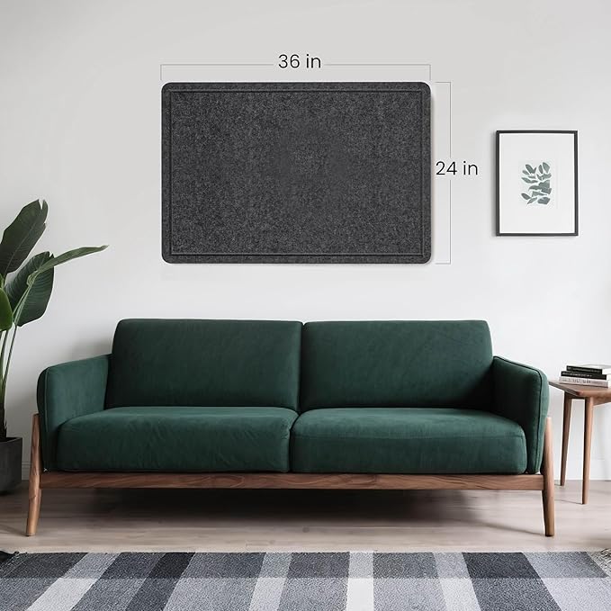 Lightomorrow Bulletin Board, 36 x 24 inches Felt Board - Decorative Pin Board, Cork Board Alternative for Wall, 3' x 2' Foldable Self-Adhesive Vision Board Prayer Board with 20 Pushpins - Dark Gray