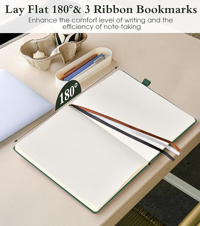 PAIBAS Blank Journal Notebook for Women Men,160 Pages,A5 Hardcover Sketchbook for Drawing, Sketch book, Unlined Notebooks for School,Work, Note Taking,Travel Journals for Writing 5.8"x8.5" (Green)