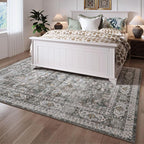 Rugcomf Area Rug 5x7 Washable Rug Boho Soft Non-Slip Non-Shedding Faux Wool Vintage for Living Room, Bedroom Rug, Farmhouse, Dining Room, Indoor, Kids Playroom (Grey)