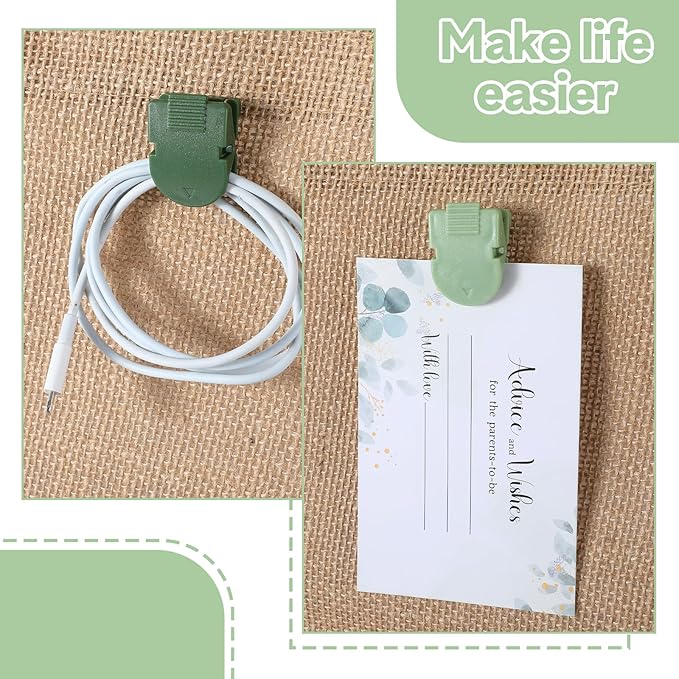 16 PCS Cubicle Clips, Fabric Panel Cubicle Accessories, Stainless Steel & ABS Push Pin Clips, Workspace Organization Accessories, Strong Hold Office Partition Hooks for Notes, Photos (Sage Green)