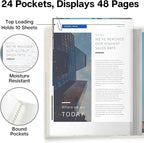 Dunwell Presentation Binder 24-Pocket, Displays 48 Pages, 8.5x11 Portfolio Binder with Plastic Sleeves, Storage and Organizer for Documents, Certificates, Projects, Photos (3 Pack, Ivory)
