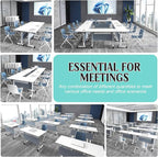 JEHUJD Conference Table,55.1''Folding Conference Room Table for 4-12 People,Mobile Flip Top MeetingTraining Table with Different Coulor and Styles for Offices, Classrooms,Meeting Room (2, 61''B)