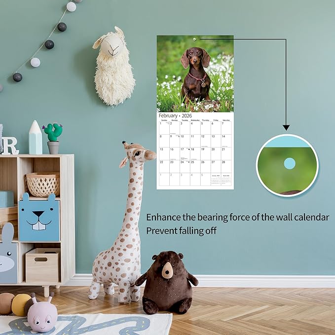 2026 Wall Calendar,Calendar 2026, November 2025 - December 2026, Wall Calendar Dachshund, 12" x 24" Opened,Full Page Months Thick & Sturdy Paper for Gift Perfect Calendar Organizing & Planning
