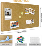 Yunihome Large Bulletin Board - Foldable 24x18 Inches Cork Board Alternative with 20 Push Pins, Self-Adhesive Felt Bulletin Board for Wall, Home Office Classroom Decor