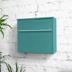 Wall Mount Mailbox - Small, Anti-Theft Locking Mailbox, Weatherproof Mailboxes for Outside The House, 13.5" H x 15" L x 5.5" D - Agean Sea