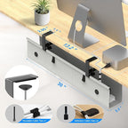 KIGJU Under Desk Cable Management Tray, 30-inch No-Drill Cord Organizer with Anti-Sag Reinforced Base, Fabric Wire Management Hider for Standing Desk, Office & Gaming Accessories - Grey
