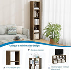 Jpiziso 5 Cube Storage Organizer Single Row, Cube Shelf with Heavy-Duty Thick Boards, 13.31" L x 9.37" W x 60.55" H, Smooth Easy-Clean Panels, Simple Assembly, for Living Room Bedroom Office, Brown