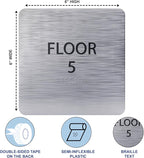 ADA CENTRAL SIGNS - 6" X6" Floor 5 Sign - ADA Compliant Tactile Graphics Grade 2 Braille Text Acrylic Wall Signs - Directional Assistance, Floor Number Safety Sign for Office, school Hospital, Apartment