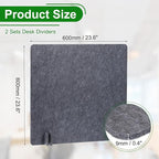 PATIKIL Desk Divider, 2 Set 24 x 24 Inch Acoustic Freestanding Desk Divider Desk Privacy Panel with 8 Pcs Support Feet for Library Office Workstation, Dark Grey