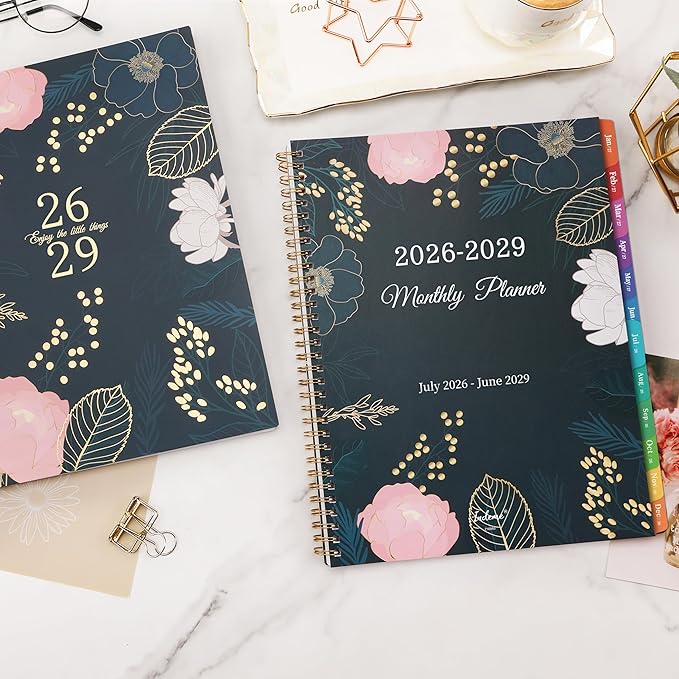 2026-2029 Monthly Planner/Calendar - 3 Year Monthly Planner 2026-2029, July 2026 - June 2029, 9'' x 11'', 36 Colorful Months Tabs, Pocket, Note Pages, Holidays, Twin-wire Binding