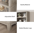 IDEALHOUSE 71" Farmhouse Bookshelf w/Adjustable Shelves & 31.5 in Whidth, 5 Tier Tall Bookshelf with Wooden Legs, Vintage Wooedn Book Shelf for Living Room Office (Gray, 71.3" H x 31.5" W x 11.8" D)